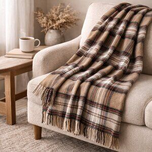 The Tartan Rug 100% Pure New Wool Plaid Blanket Throw 58x50 Made in Britain